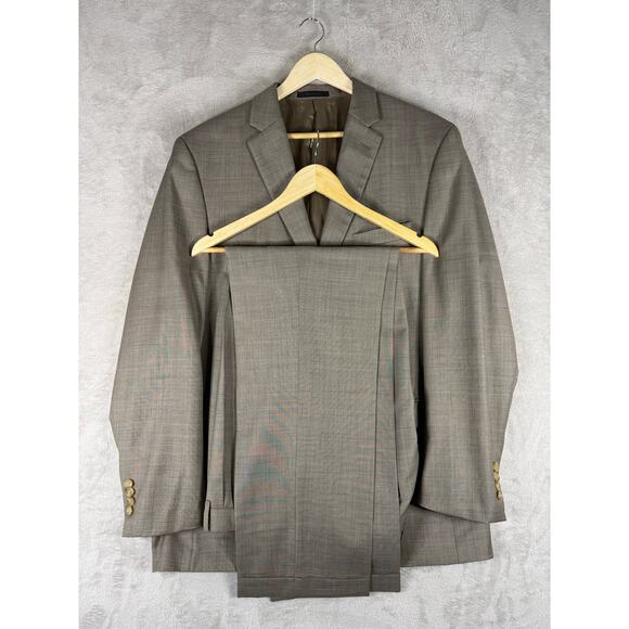 Lauren Ralph Lauren 44L Long 32x33 Gray 100% Wool Striped Sharkskin 2-Piece Suit